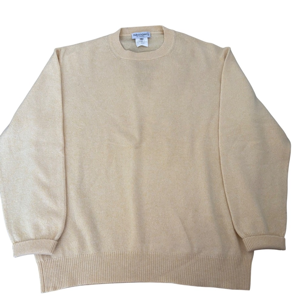 Bullock & Jones 100% Camel Hair Sweater Mens 52 Made in Italy Yellow Crewneck